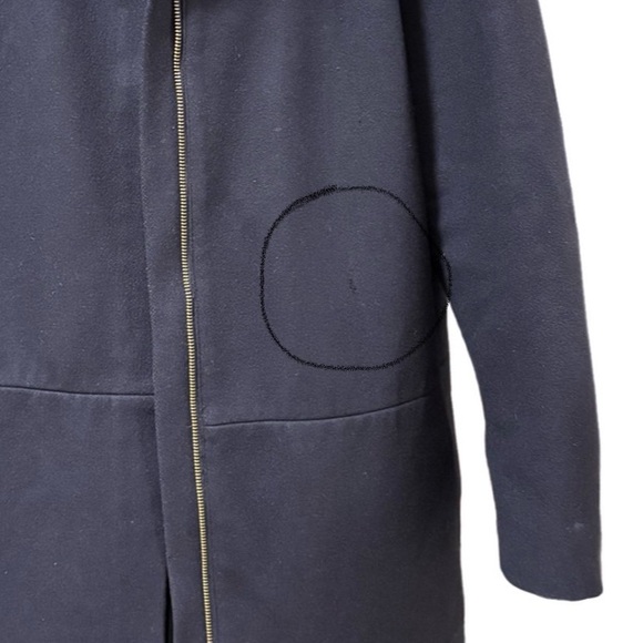 COS Darkest Navy Blue Hooded Wool Duffle Coat Size 12 - Picture 16 of 16